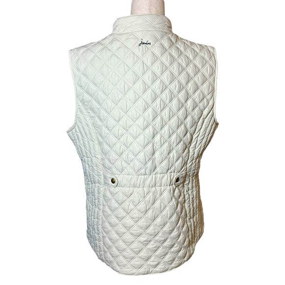 Joules Womens's Quilted Ivory Vest Gilet Pockets Sz 14 Preppy Equestrian Puffer - Picture 2 of 11